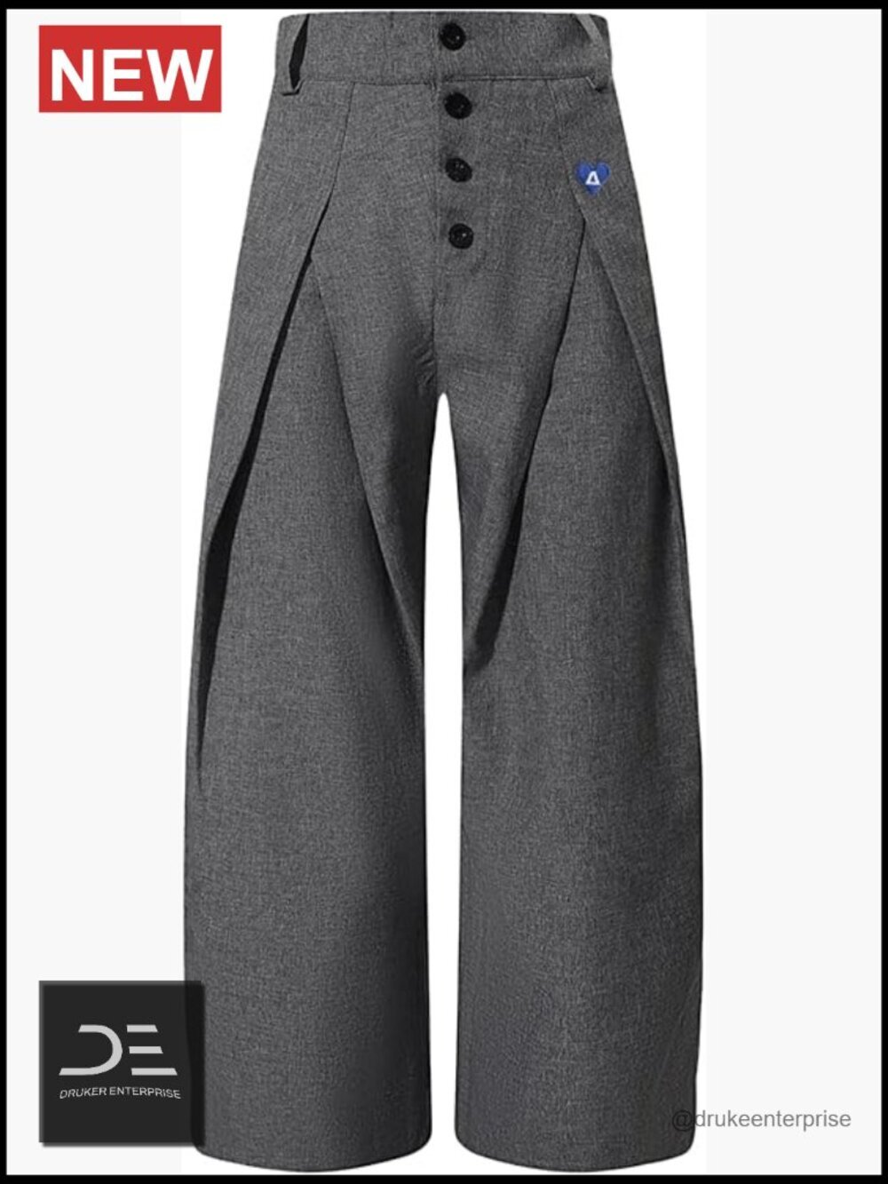 Pleated Baggy Barrel Pants Wide Leg Dress Slacks with Pockets